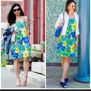 J. Crew Blue and Yellow Floral Mini Dress